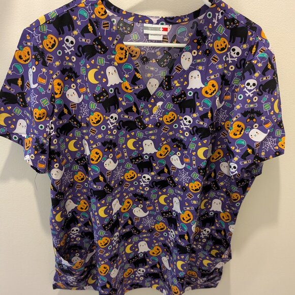 White cross Halloween scrub top xl - Picture 1 of 1